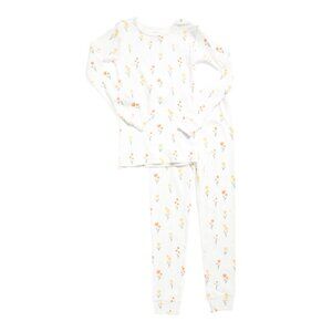 PETIT LEM Off White Big Girls Floral Pajama Top And Pants Set